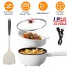 Electric Hot Pot Non-Stick Frying Pan Portable Rapid Noodles Cooker with Long Handle Steamer Spatula Dual Power Control Overheat Dry-Boil Protection f