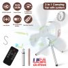 Tent Ceiling Fan with Light Tripod Stand 7200mah Rechargeable Battery Operated Hanging Canopy Fan with Remote Control 4 Wind Speeds 3 Brightness