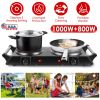 1800W Electric Double Burner Portable Heating Hot Plate Stove Countertop RV Hotplate with 5 Temperature Stepless Adjustments Portable Handles