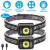 2Packs Rechargeable Motion Sensor Headlamp 6 Light Modes COB XPG Headlight Torch Flashlight for Fishing Running Camping Hiking