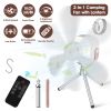 Tent Ceiling Fan with Light Tripod Stand 7200mah Rechargeable Battery Operated Hanging Canopy Fan with Remote Control 4 Wind Speeds 3 Brightness