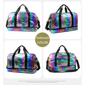 Iridescent Pearl Gym Bag ,Holographic Shiny Sports Duffel With Separate Shoe Compartment,Large Capacity Yoga Bag With Wet Dry Separation ,Trendy (Option: Iridescent Gold)